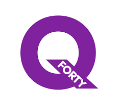 Purple logo with a large Q and the word 'Forty' across the tail of the Q.