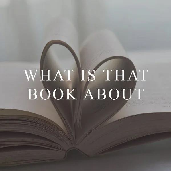Open book with pages folded to form a heart shape, text overlay reading 'What is that book about'.