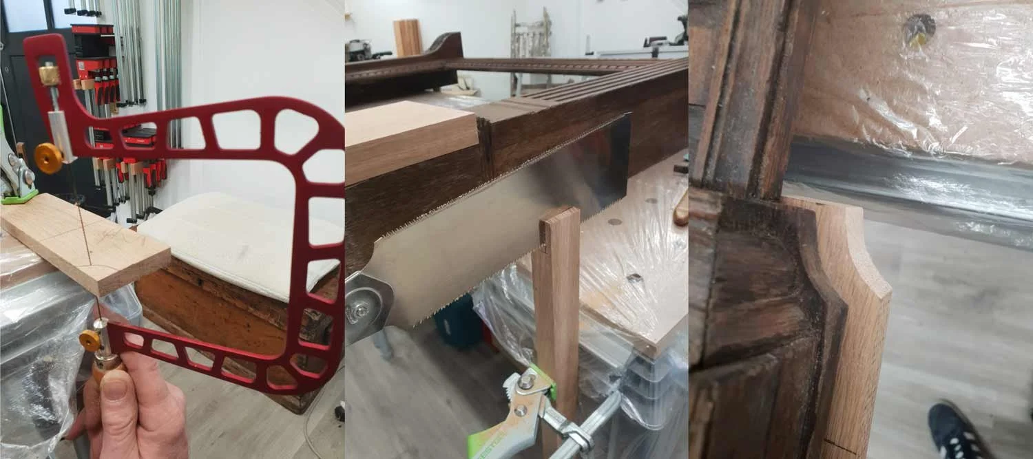 Using hand tools to skillfully shape replacement wooden parts