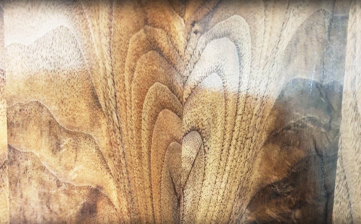 “Book match” wood grain technique makes heart shape in centre of latest Butlers tray!