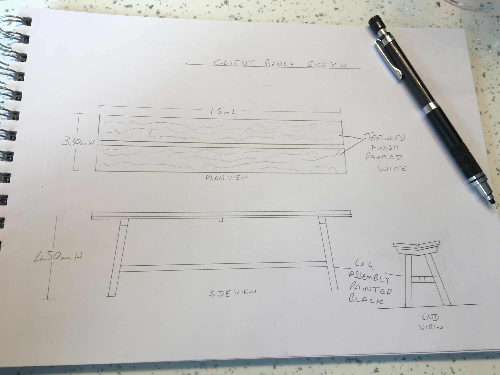 Working drawings of wooden dining table benches