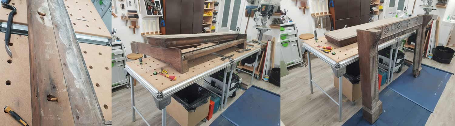 Beginning fireplace restoration process