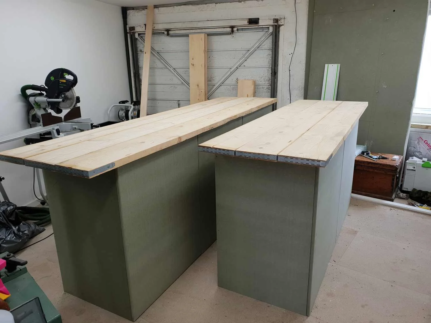 Scaffold plinth build in workshop, Cornwall