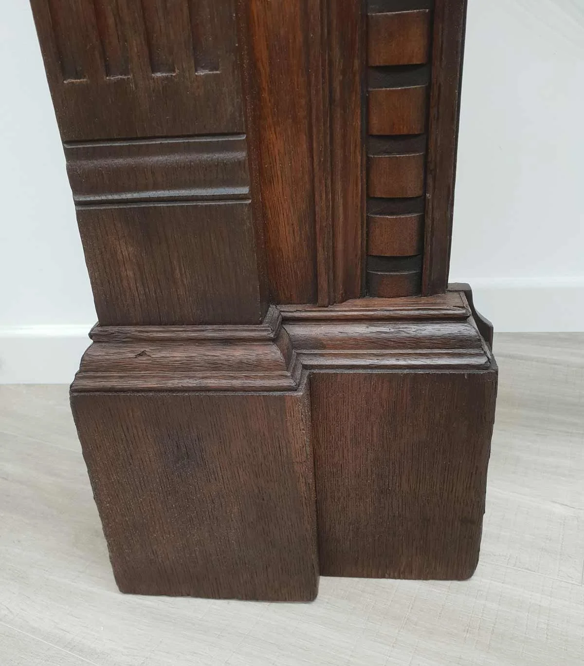 foot detail oak fireplace restoration