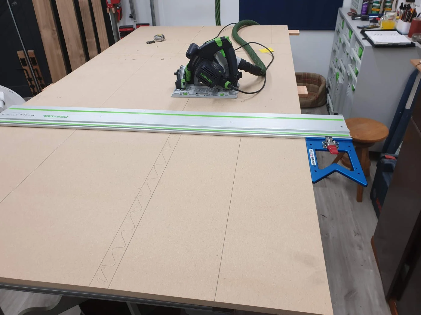 Marking up the MDF to make the rocking horses