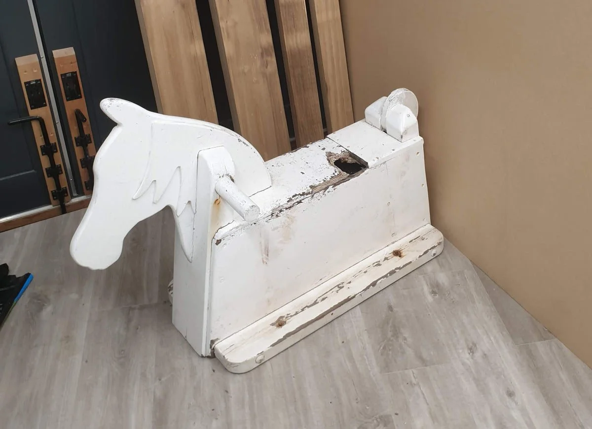 Original damaged rocking horse