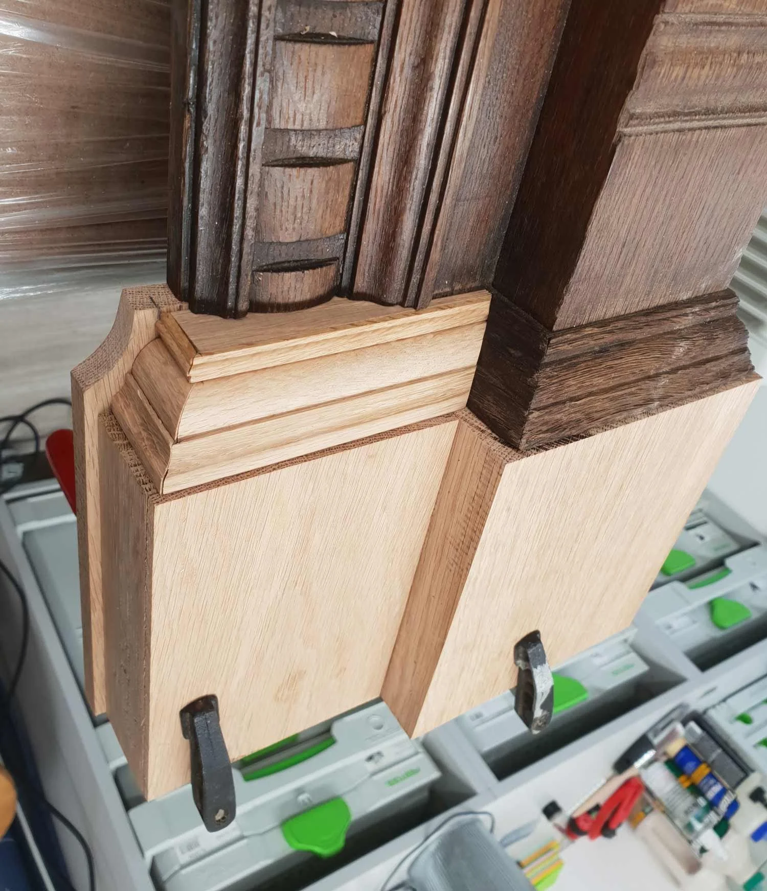 New oak fireplace components