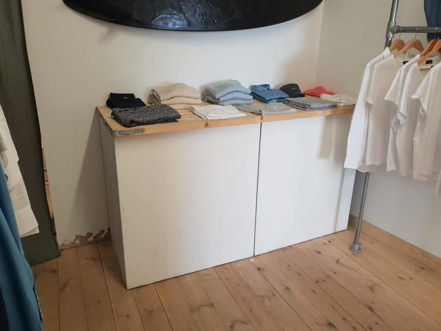 Built plinth in shop in Padstow