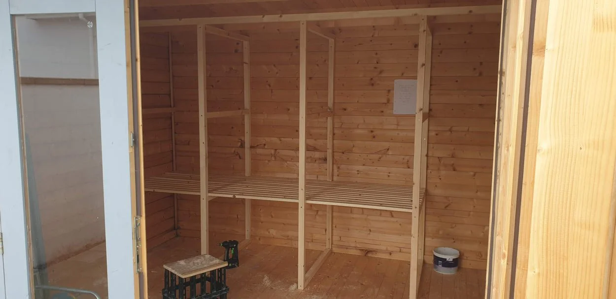 frame for storage unit in Cornwall summer house
