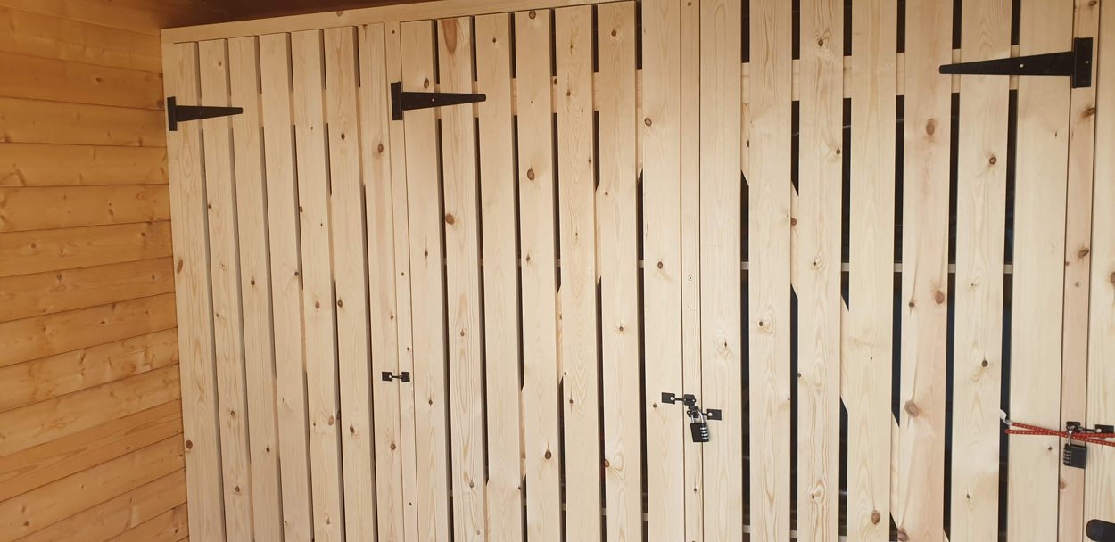 Fitted doors in Storage unit in Cornwall summer house