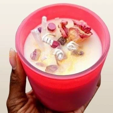 Affirmation Soy Candle • Crystal-Infused, Floral Energy in Luxury Ceramic Jar