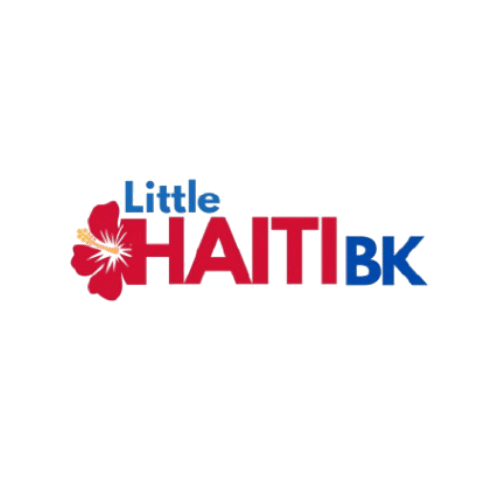 Logo for Little Haiti BK featuring a red hibiscus flower and text in blue and red reading 'Little Haiti BK'.