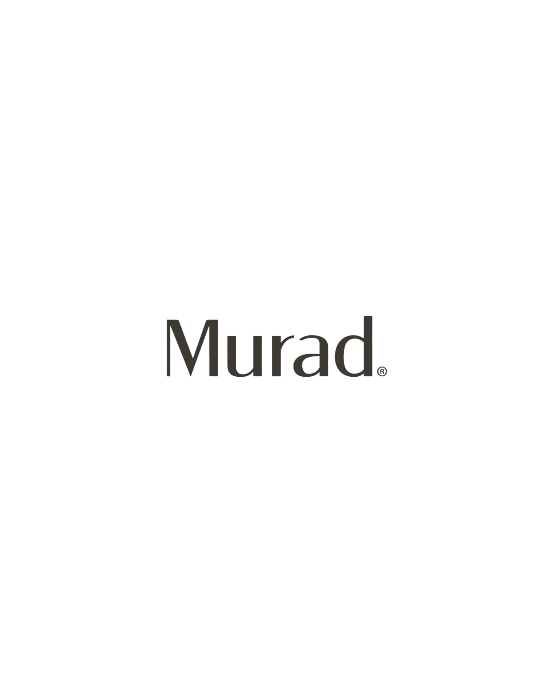 Black luxury perfume bottle with the Murad logo on it, against a black background.