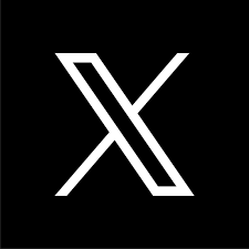 Black background with a white geometric 'X' symbol in the center.