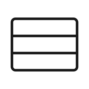 Simple black and white icon of three horizontal bars, resembling a menu or list.