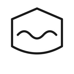 Minimalist illustration a wavy line inside a hexagon outline.