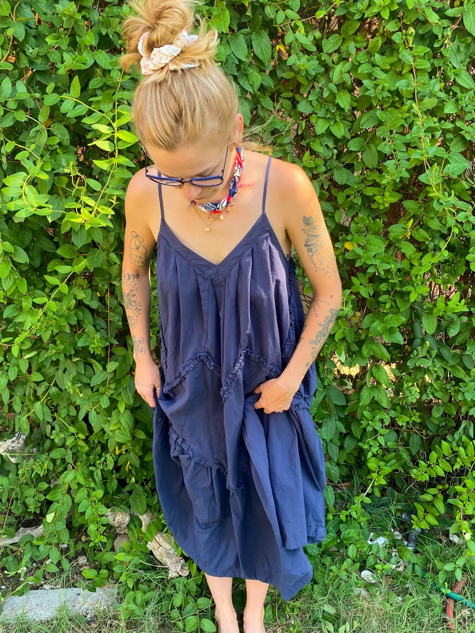 Ruffle Me Navy Dress