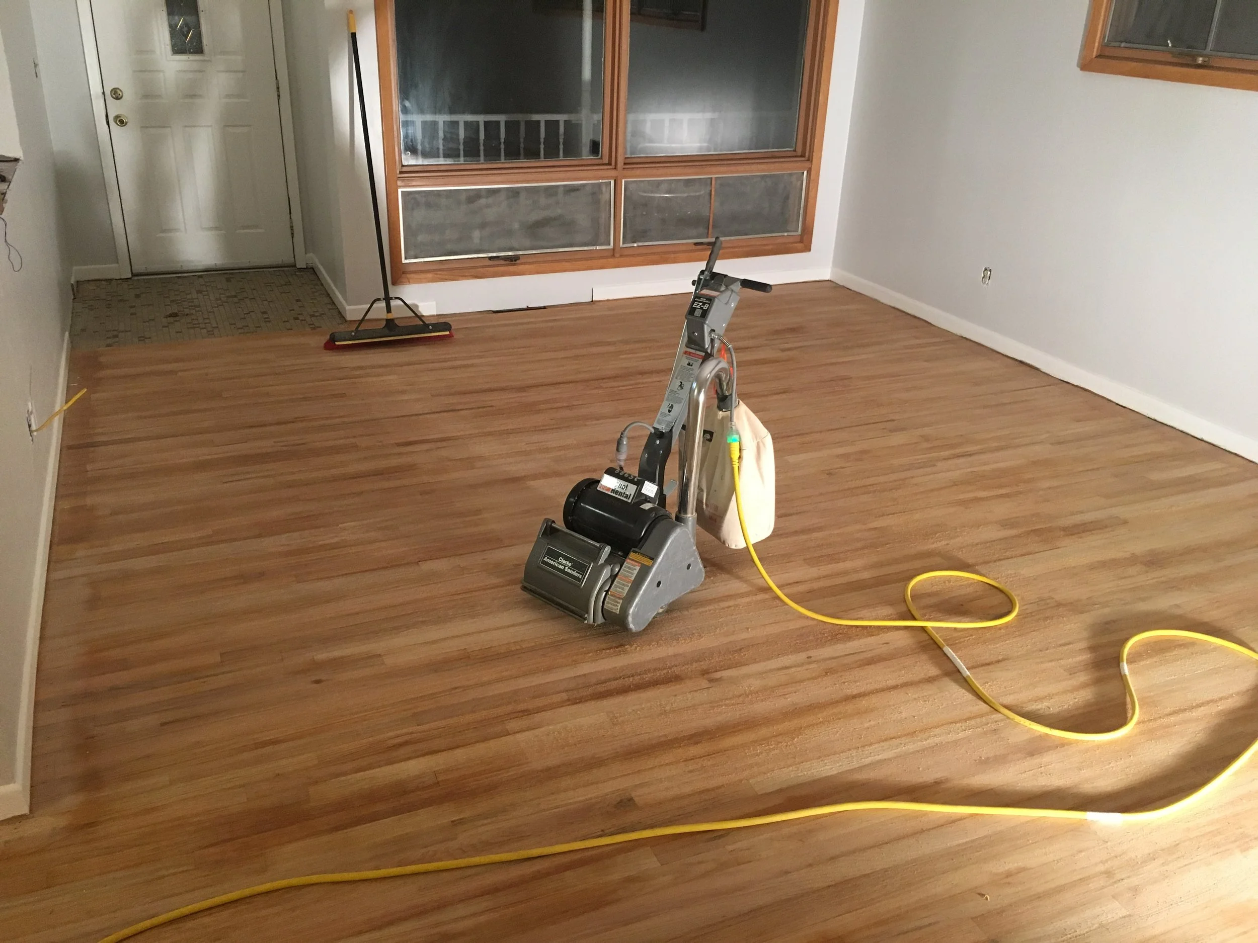 Removed the old scratches and stain away in preparation for the new.