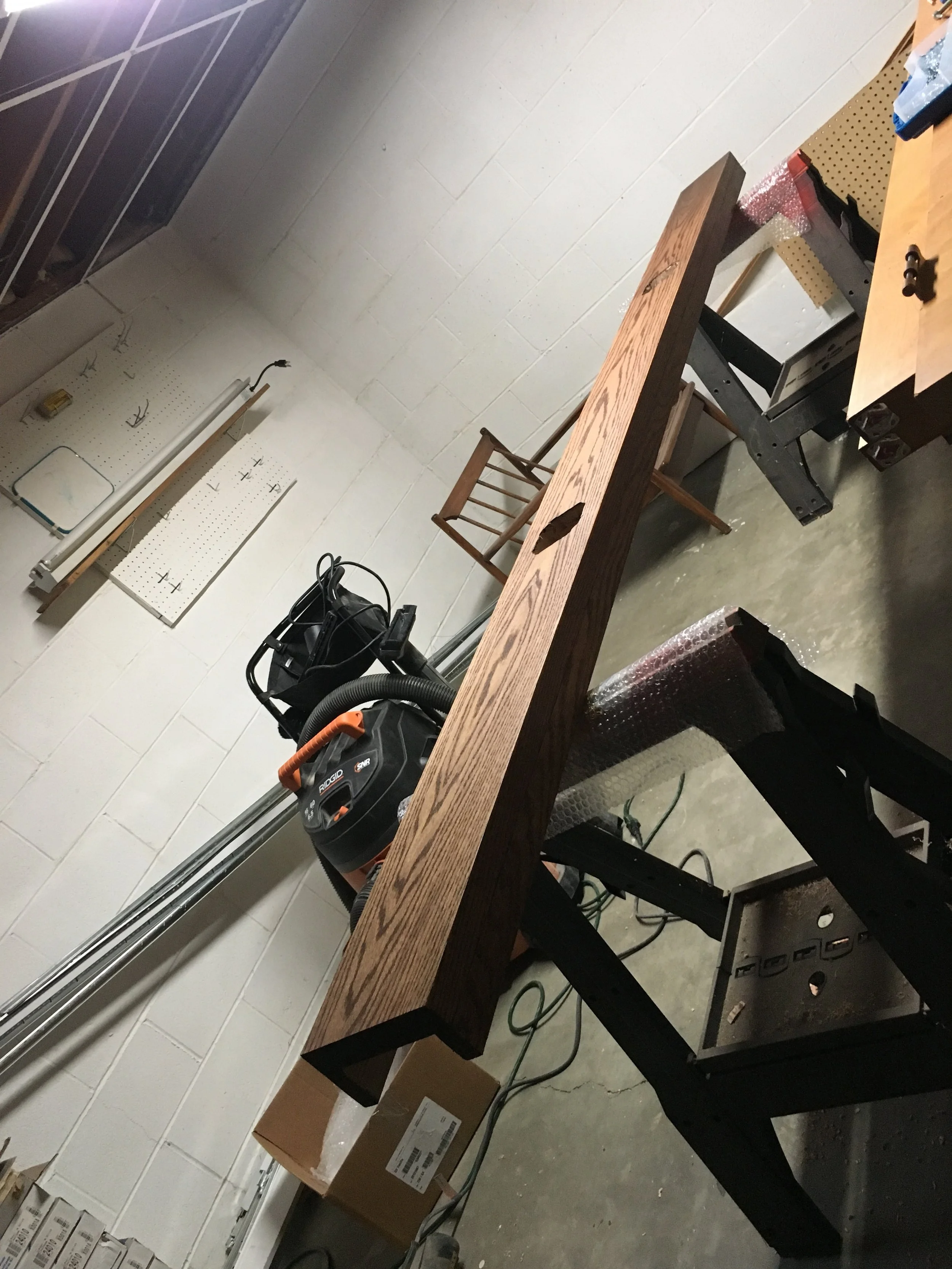 Built a custom faux beam with 2 light openings.