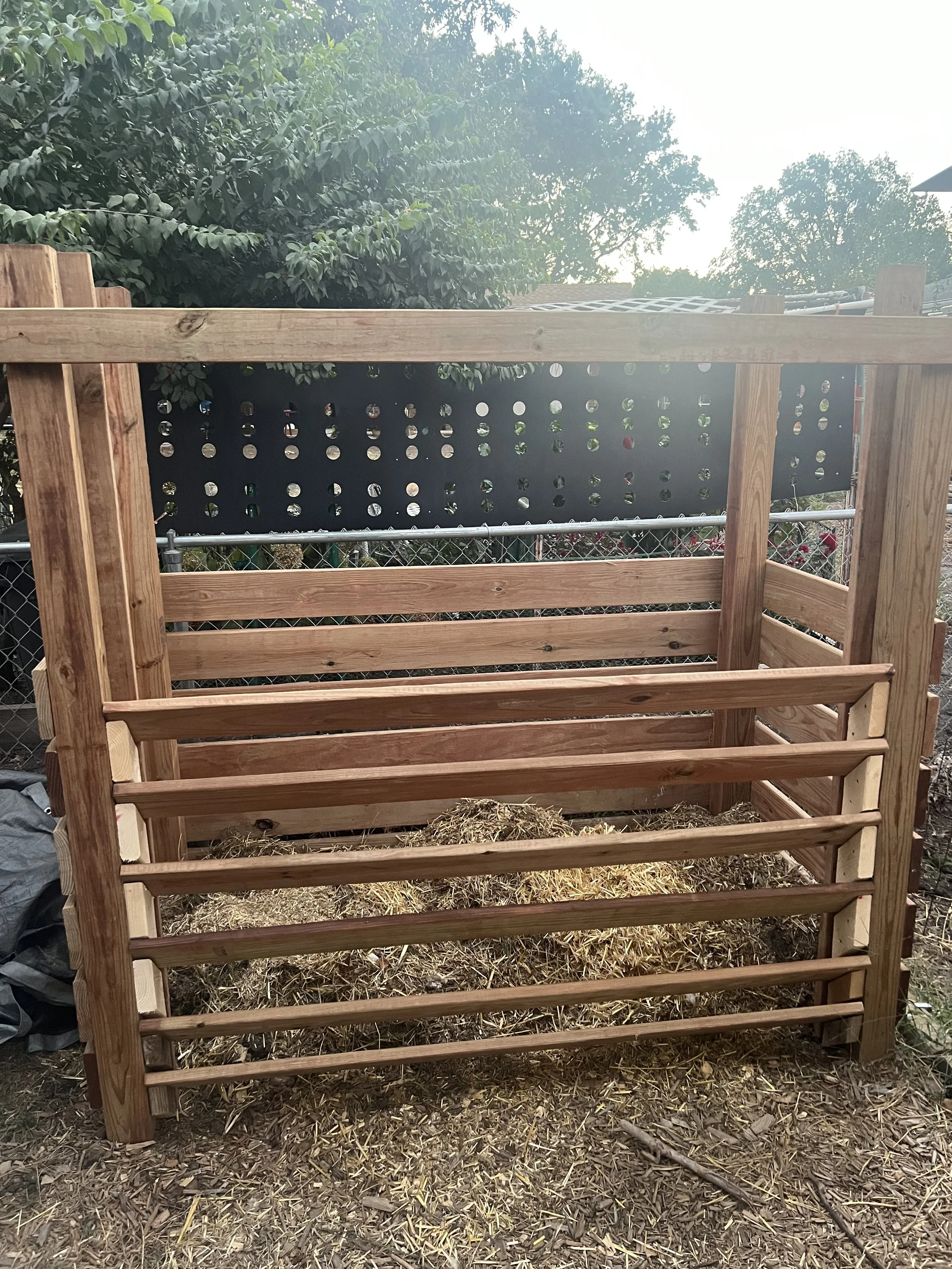 Built a custom compost bin for easy backyard composting.