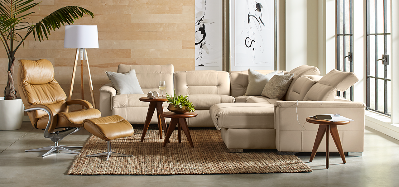 Luxury Palliser sectional sofa for modern home entertainment and media rooms