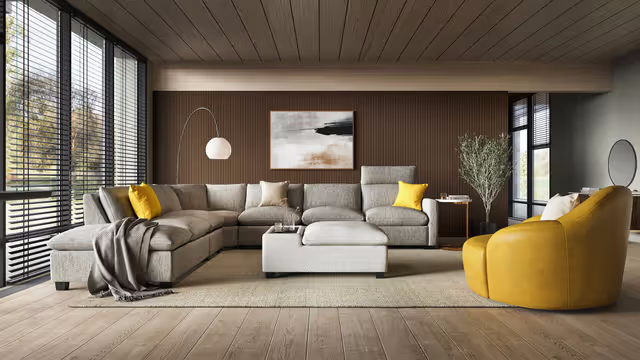 Luxury Palliser sectional sofa for a modern media room and home entertainment space