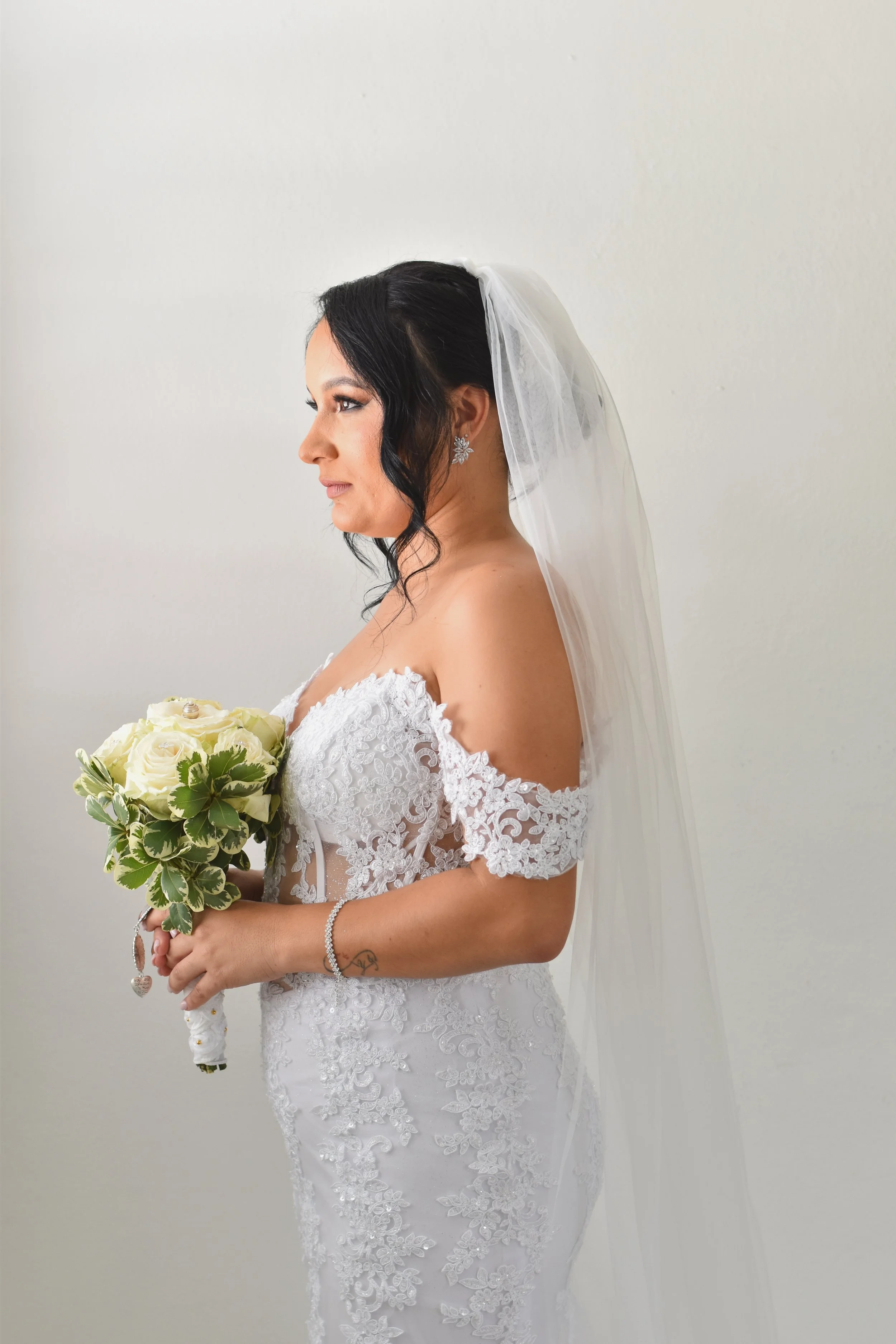 Bride in her wedding dress