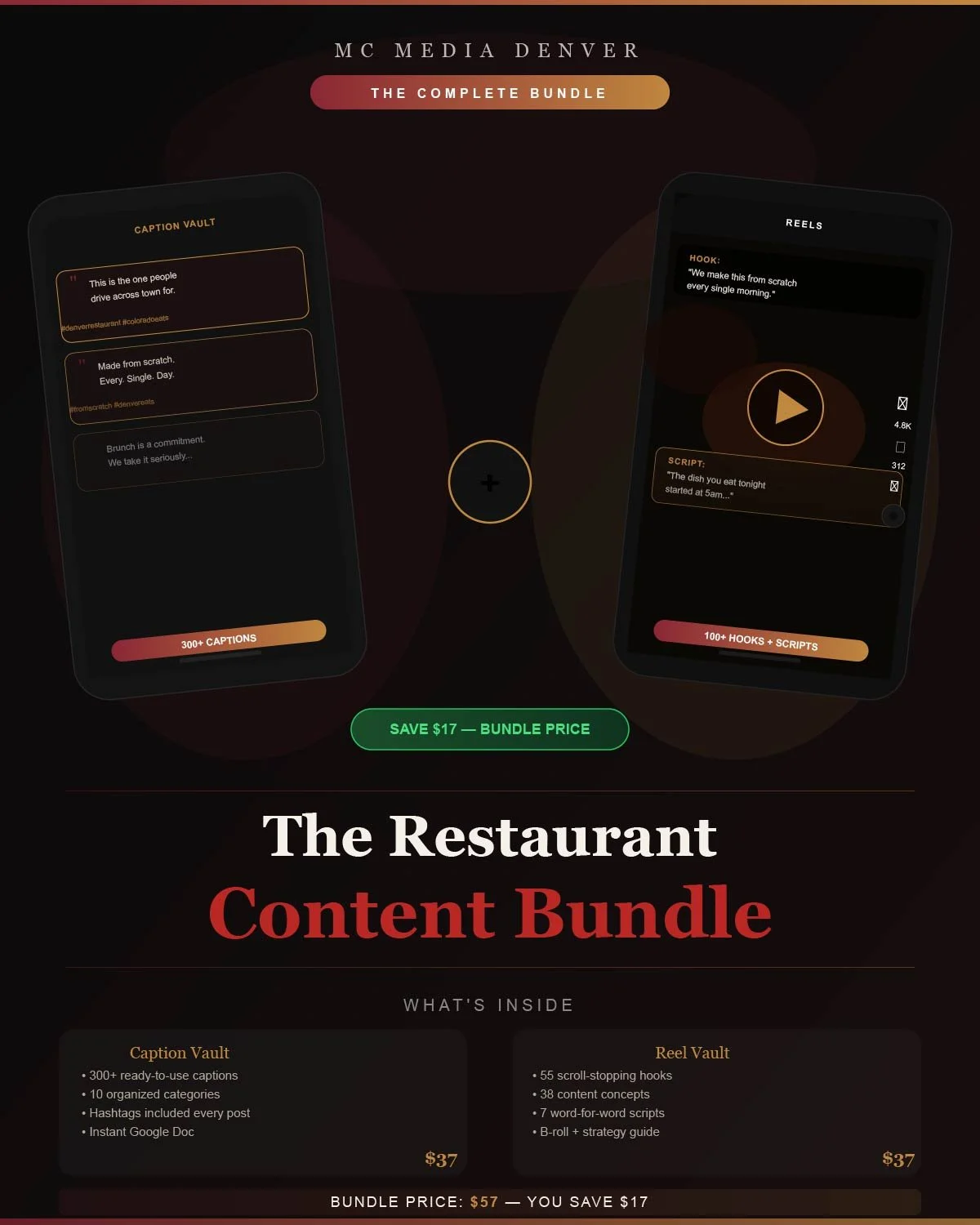 Restaurant Caption and Reel Vault Bundle (Digital Download)