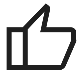 A black thumbs-up icon on a white background