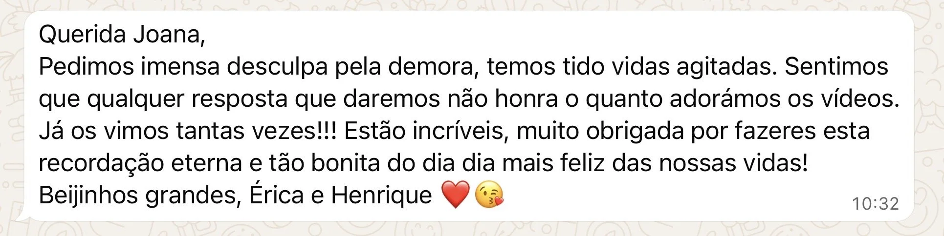 Feedback de noivos ao trabalho da Joana Malaquias wedding video