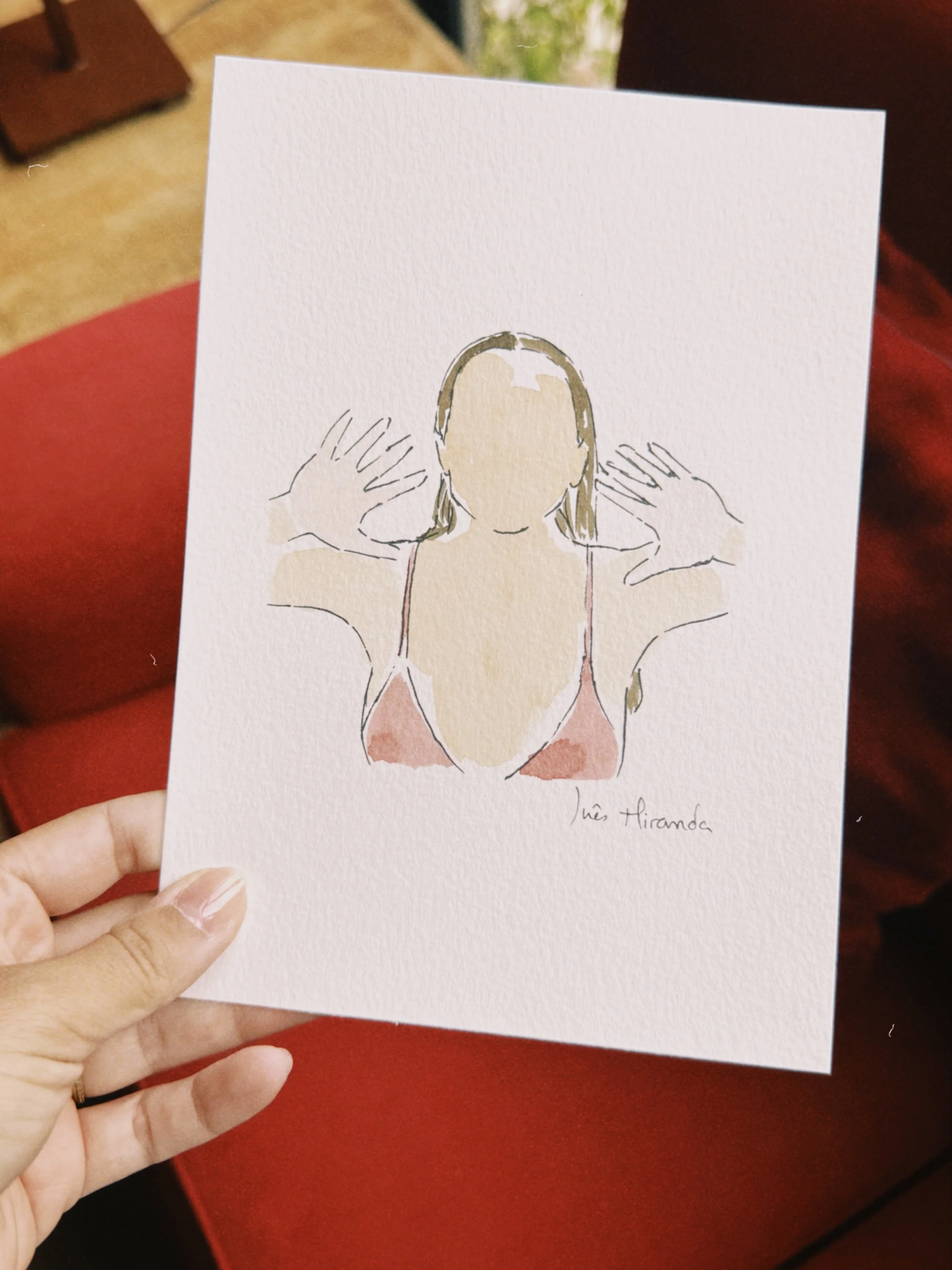 ilustração que ofereceram à videografa como forma de agradecimento pelo seu trabalho num casamento