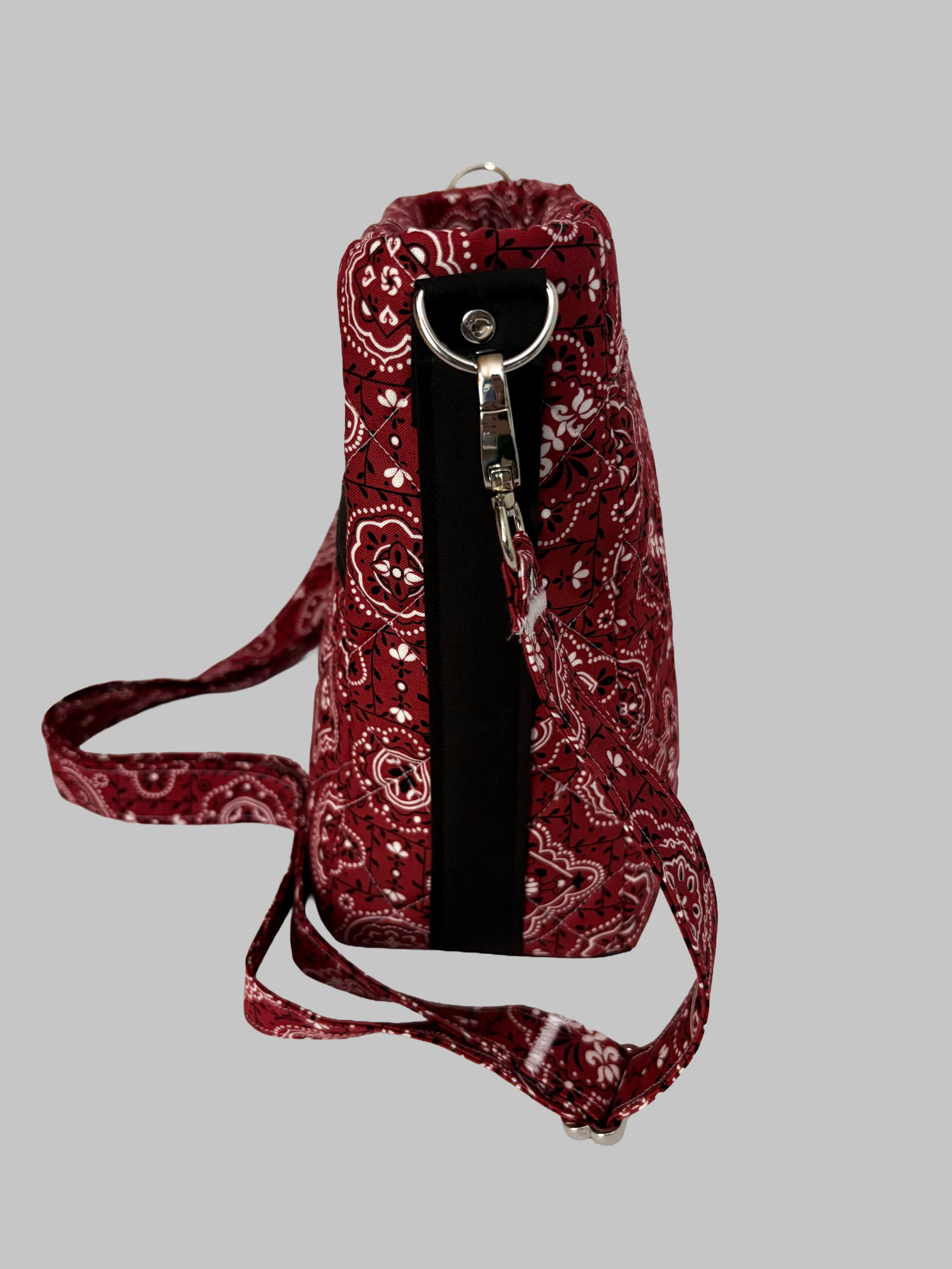 Red Bandana with Black Accents Crossbody Purse