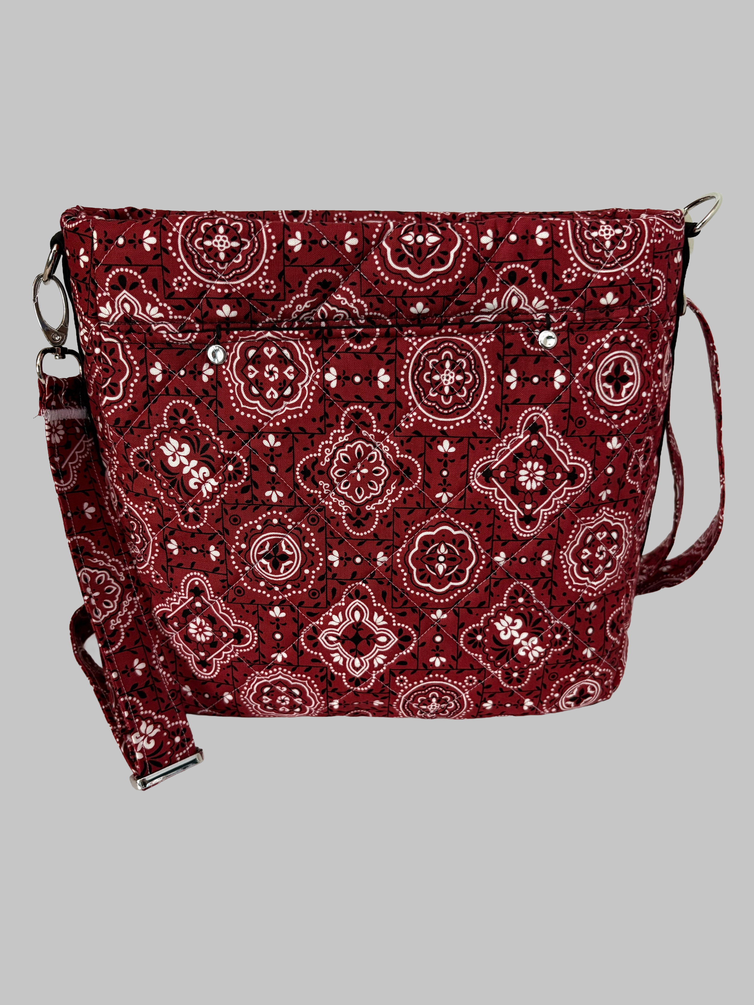 Red Bandana with Black Accents Crossbody Purse