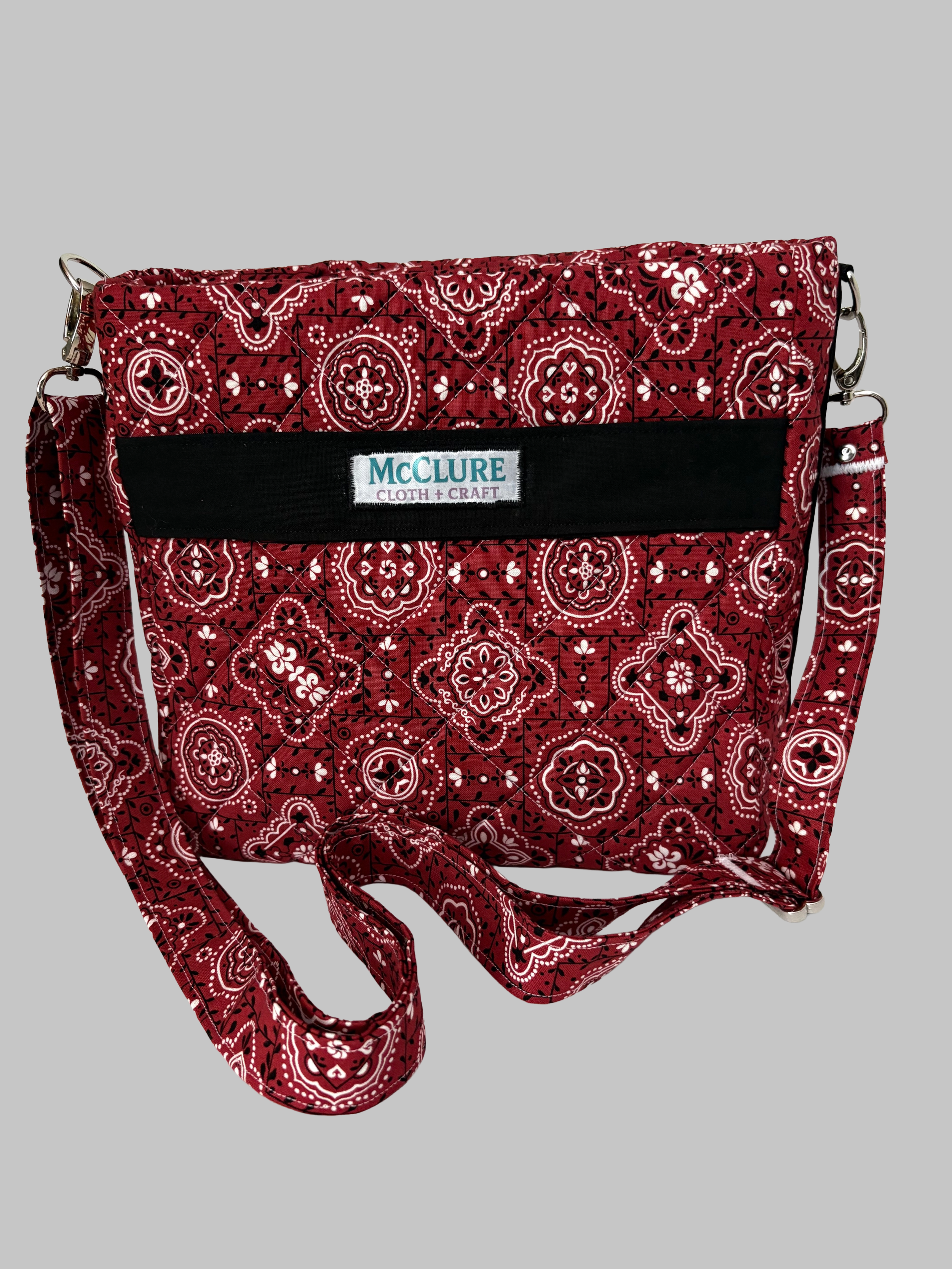Red Bandana with Black Accents Crossbody Purse