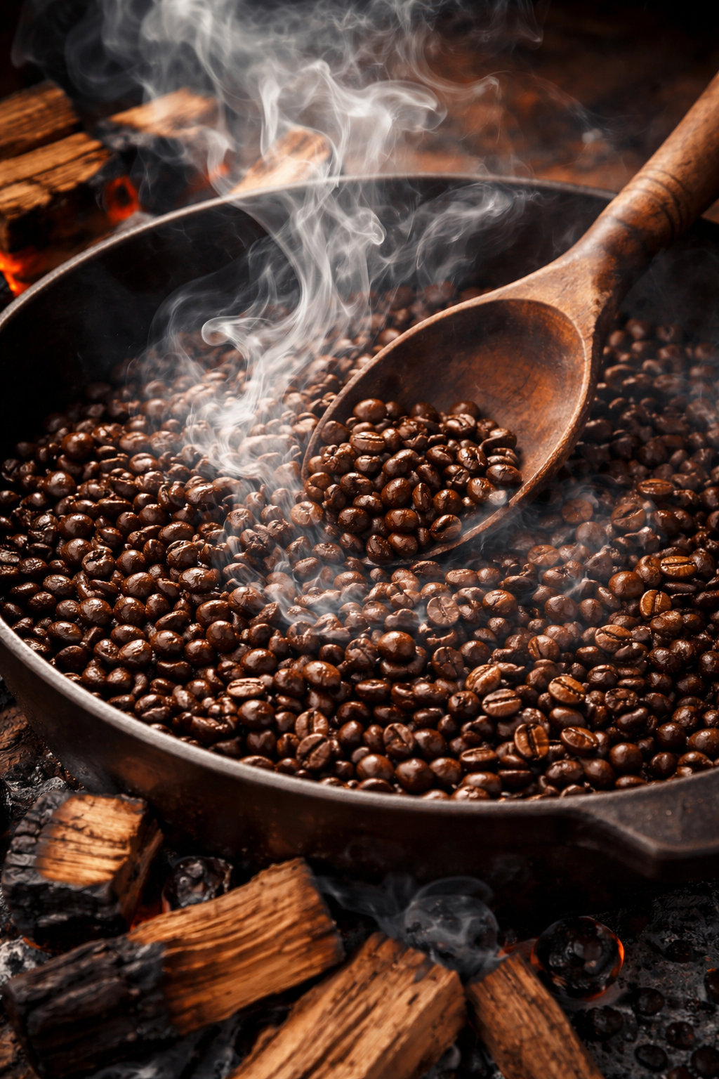 Campfire Coffee whole bean coffee blend showing roasted coffee beans