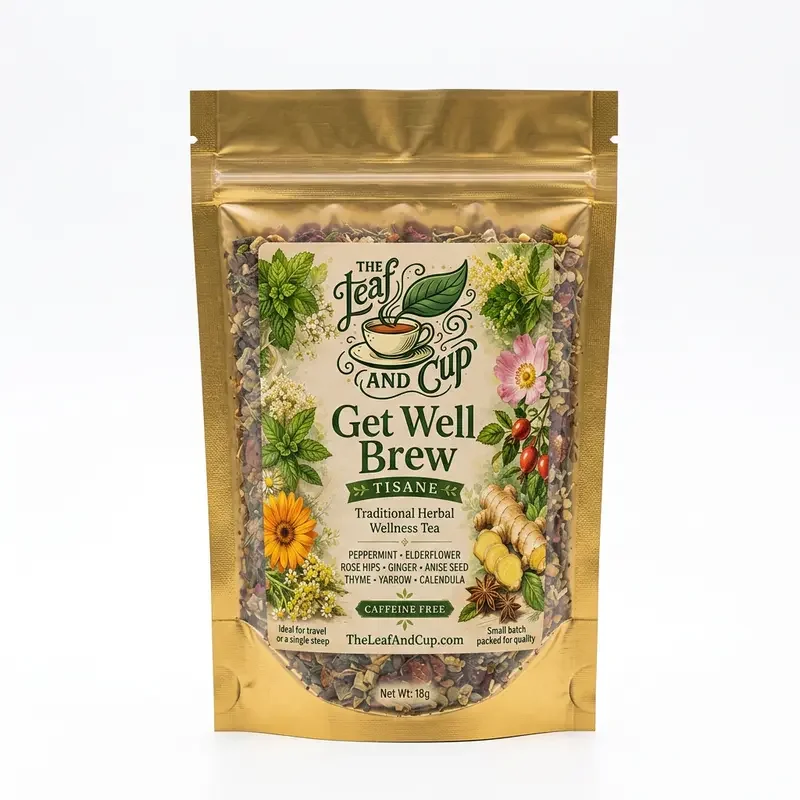 Get Well Brew traditional herbal wellness tea bag, caffeine-free tisane, 18g, The Leaf and Cup