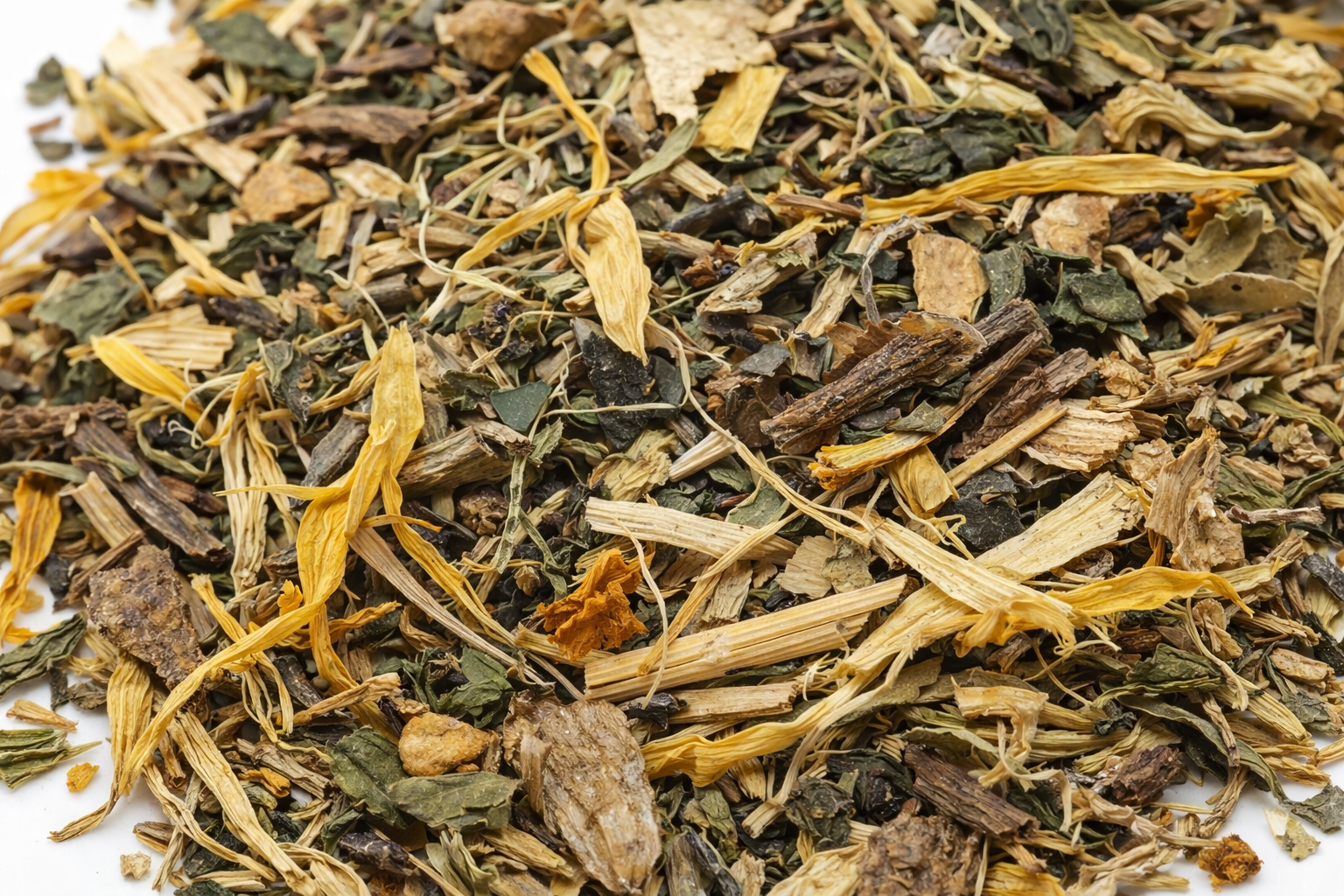 Forager's Cure herbal loose leaf tea blend showing dried herbs and roots