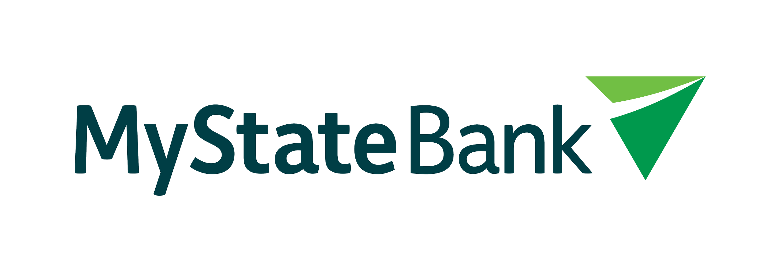 MyStateBank logo with the name in blue and a green triangular arrow pointing to the right.