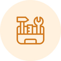 Icon of tools in a toolbox, including a hammer and a wrench.