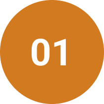 A brown circular icon with the white number "01" in the center.