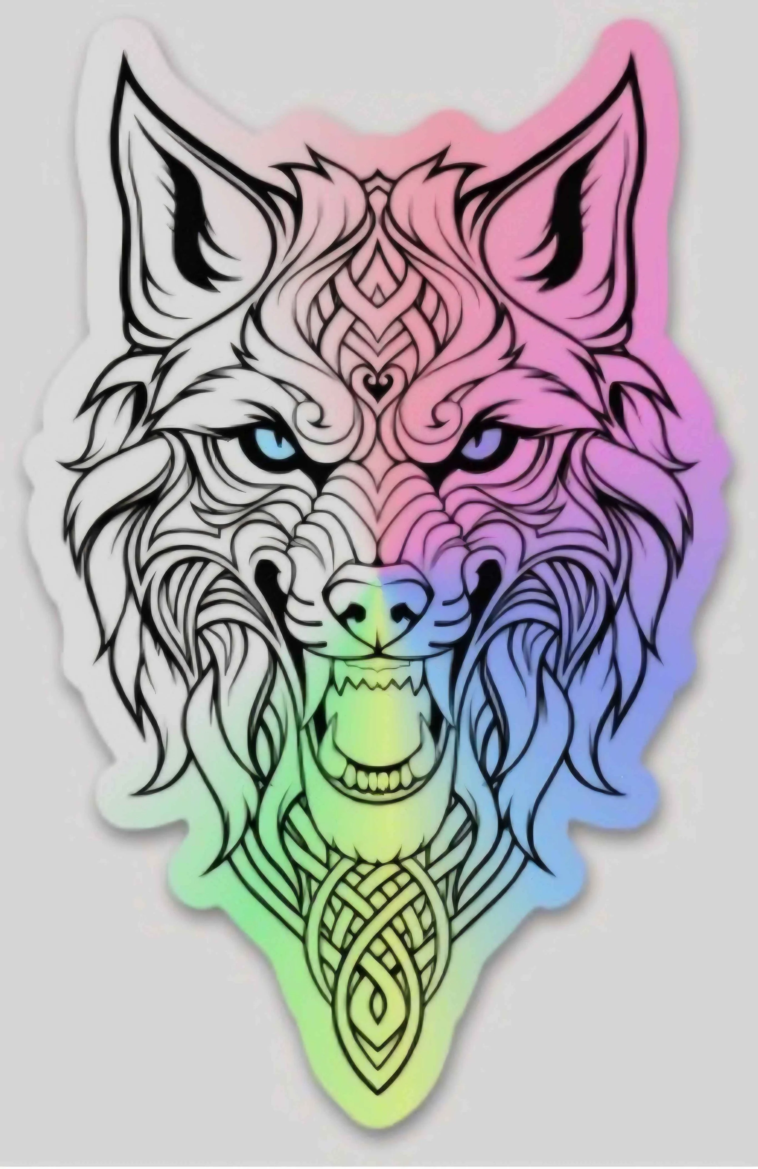 Holographic Wolf Head Sticker