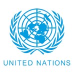 United Nations logo featuring a world map surrounded by olive branches.