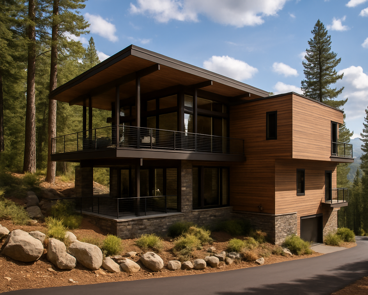 Firefly_GPT_Realistic+rendering+of+a+mountain+modern+house+in+a+forest+on+a+mountain.+No+snow+on++631931.png