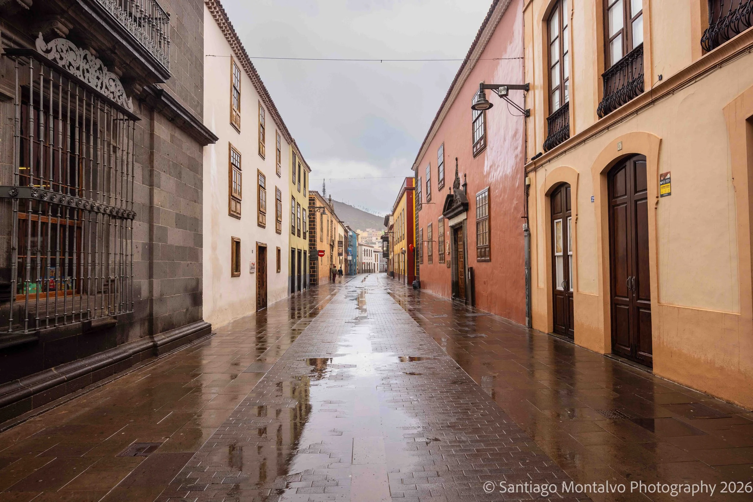 After the Rain — Tenerife, Spain. Wet cobblestones reflect the quiet atmosphere of an old street