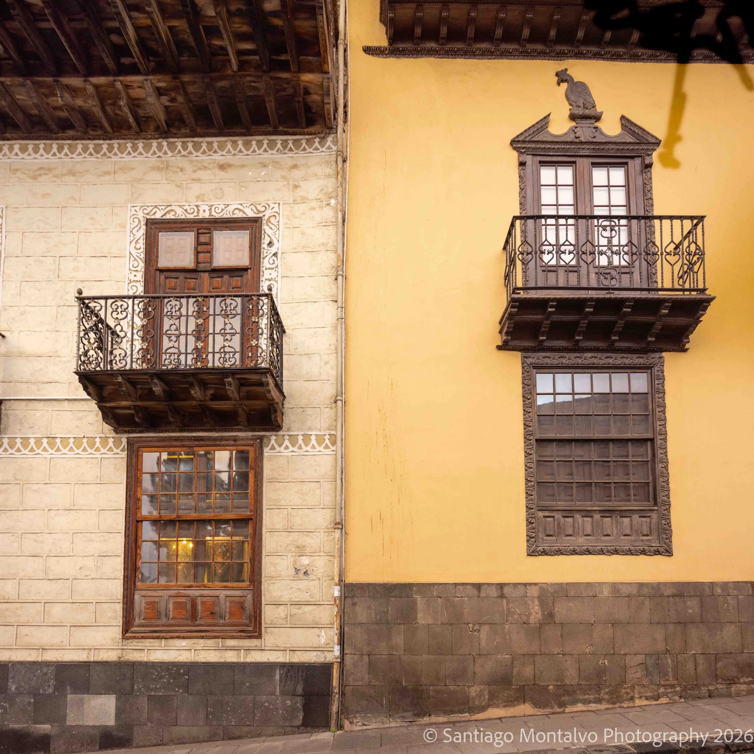 The Two Balconies — Tenerife, Spain. Repeating architectural forms reveal an elegant balance of color and texture.