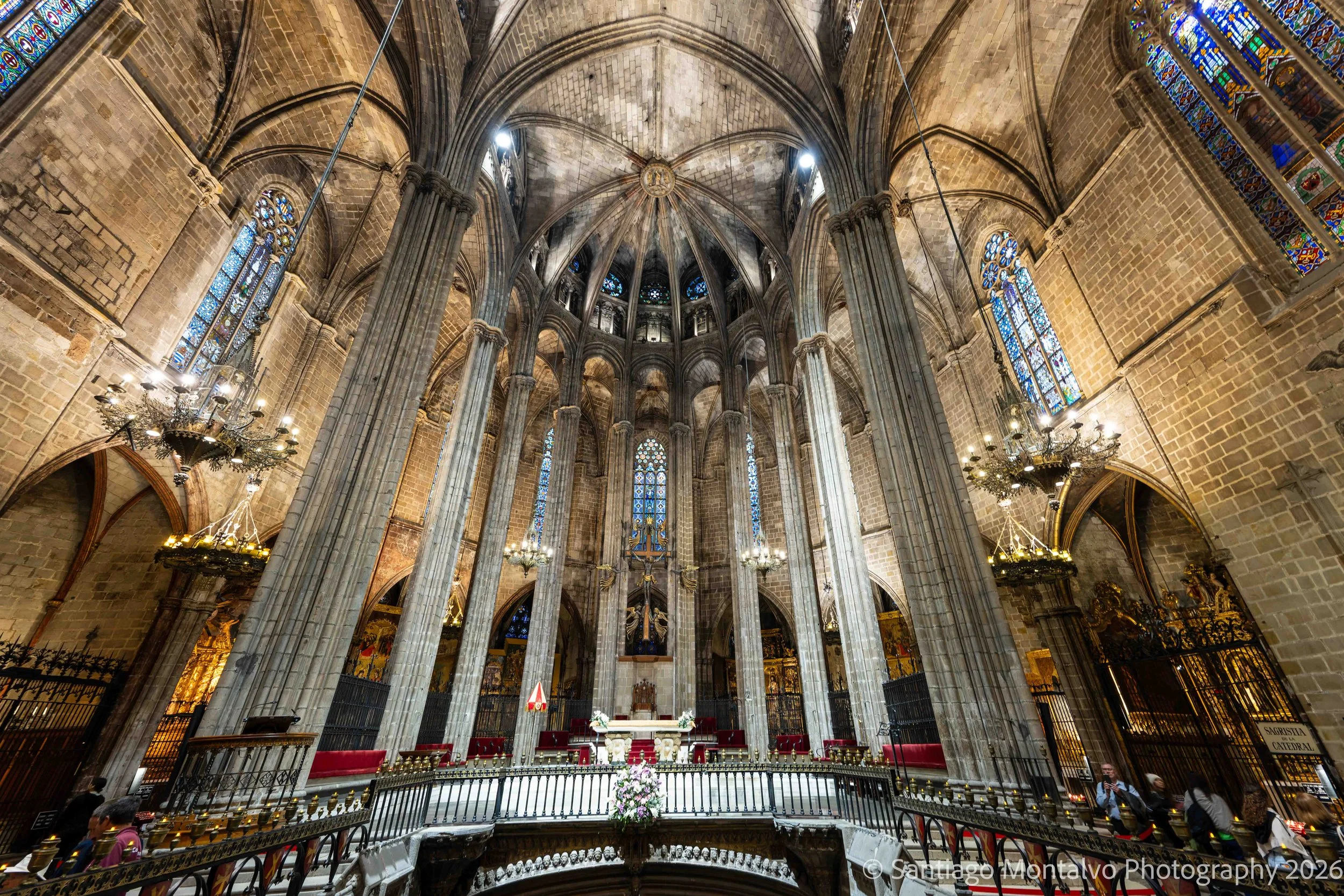 Light in the Sanctuary — Barcelona, Spain. Delicate illumination reveals the grandeur of a historic place of worship.