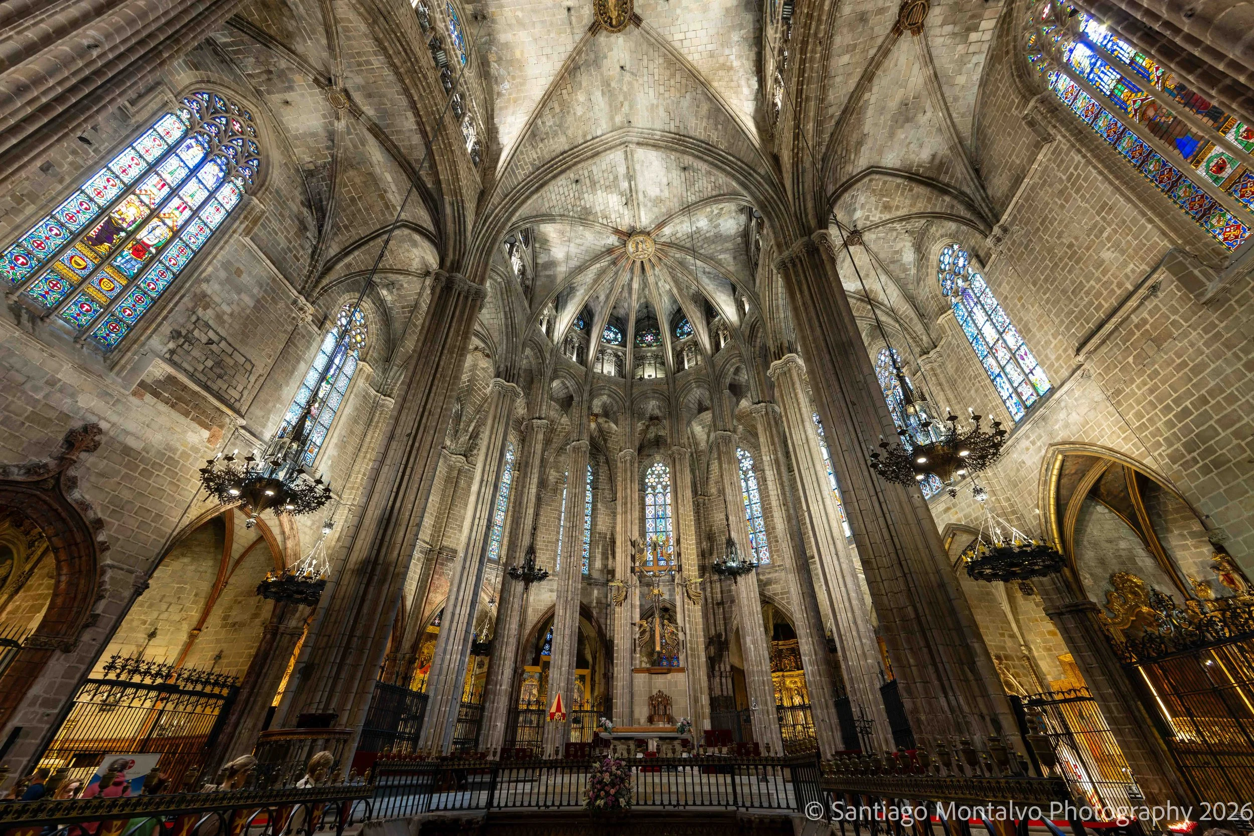 The Gothic Sanctuary — Barcelona, Spain. Stone arches and soaring architectural forms create a powerful sense of stillness.