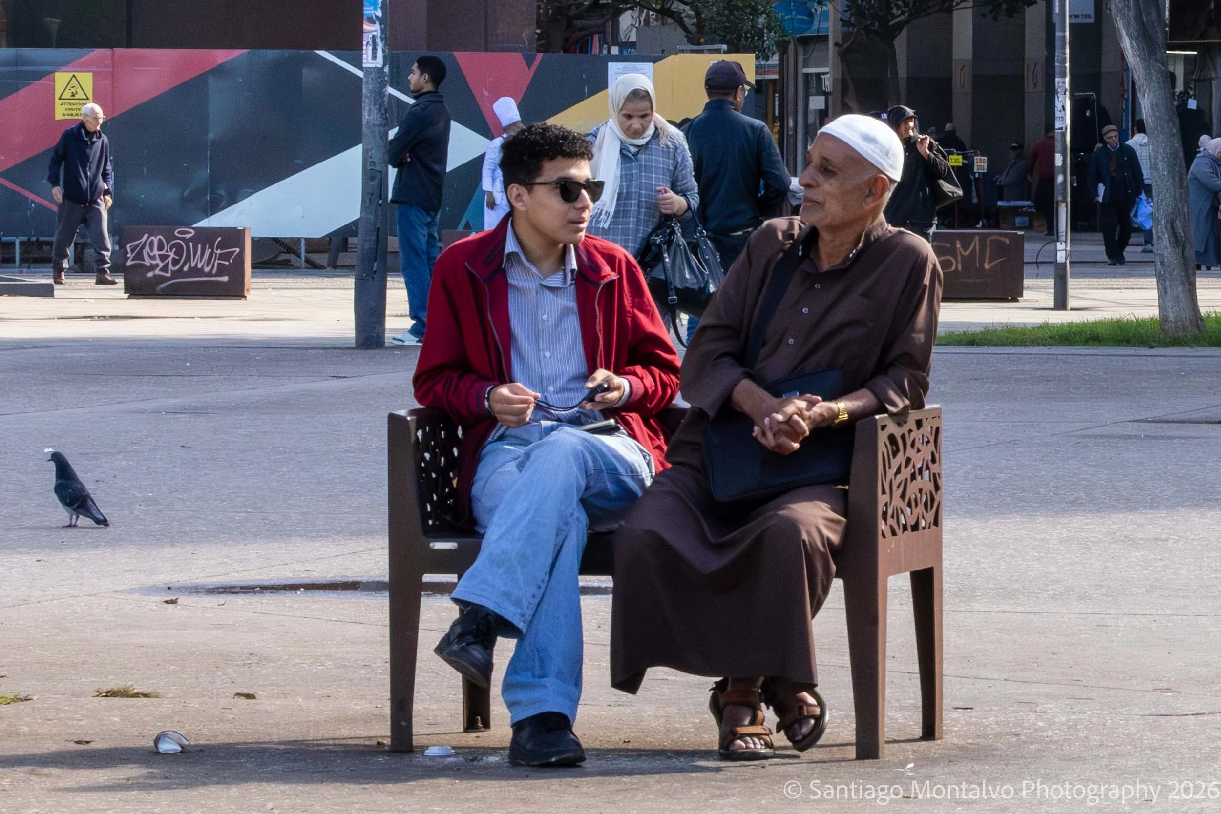Across Generations — Casablanca, Morocco. An everyday conversation becomes a small portrait of human connection.
