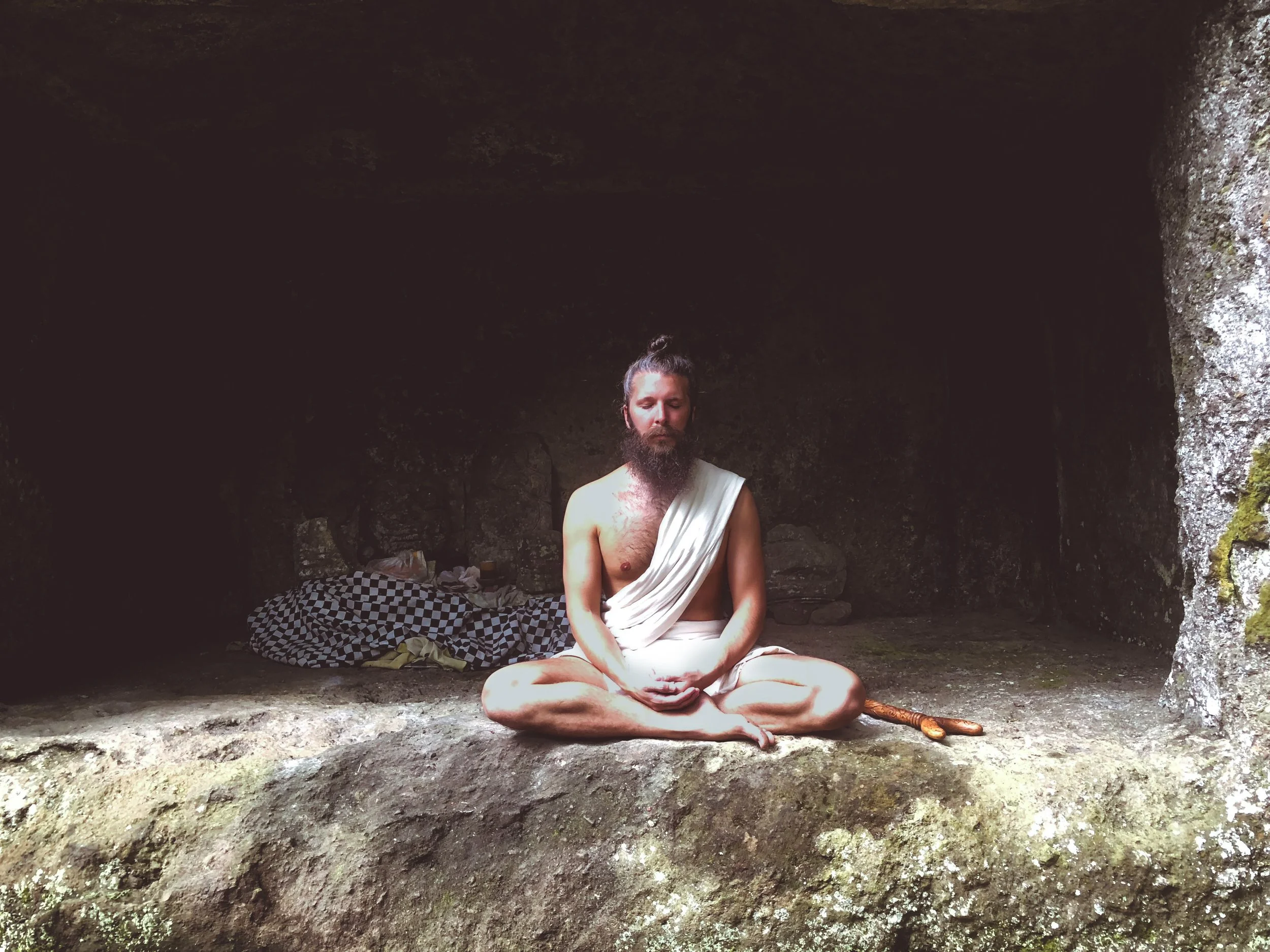 Muni Engel, Vedic scholar and lead instructor of the Awakened Healer Pranayama Training, in a traditional meditative posture.