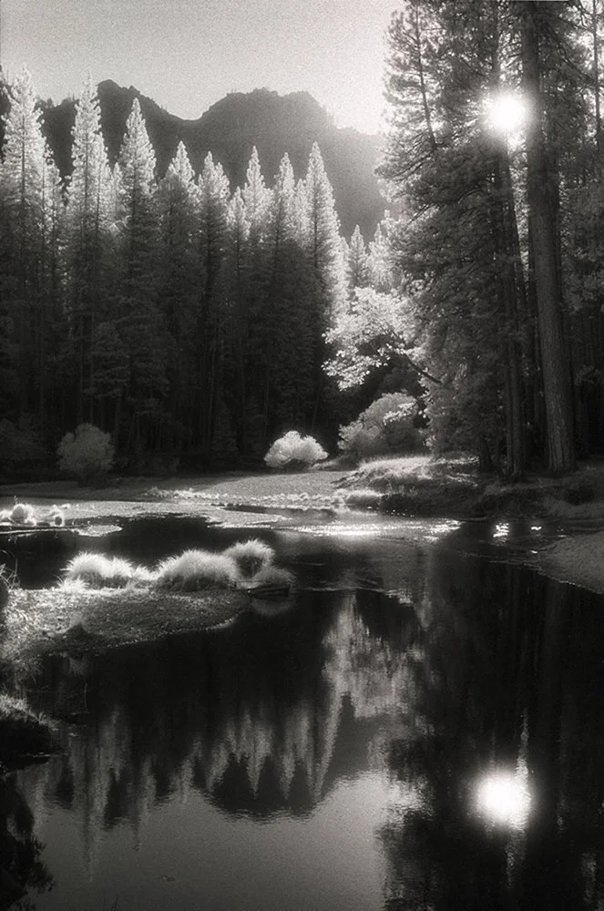 Bill Helsel,
Merced River Sunset, Yosemite Valley,
Gelatin silver print from infrared film negative, 11 × 14 inches